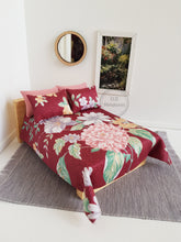 Load image into Gallery viewer, 5 Piece Reversible Maroon and Dusty Pink Floral Bedding Set