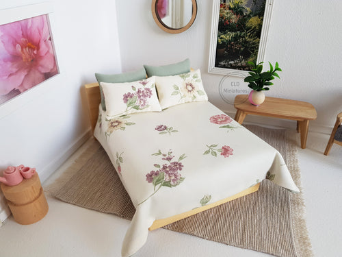 5 Piece Cream and Sage Green Floral Bedding Set