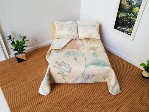 Cream Floral 5 Pce Reversible Bedding Set