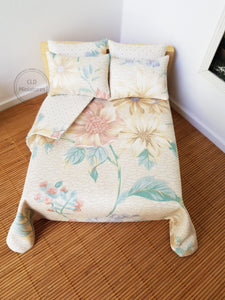 Cream Floral 5 Pce Reversible Bedding Set