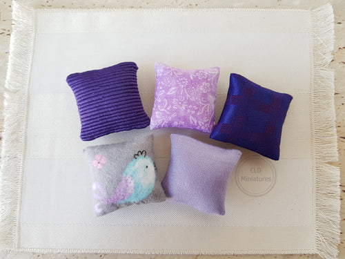 Set of 5 Purple and Lilac Cushions