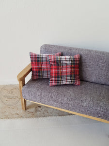 Pair of Green and Red Tartan Cushions