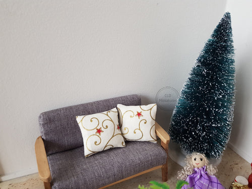 Pair of Cream and Gold Christmas Cushions