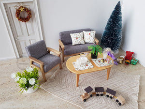 Pair of Cream and Gold Christmas Cushions