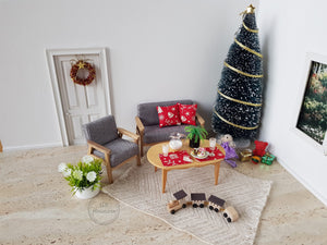 Pair of Red and Cream Christmas Cushions