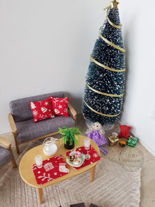 Pair of Red and Cream Christmas Cushions