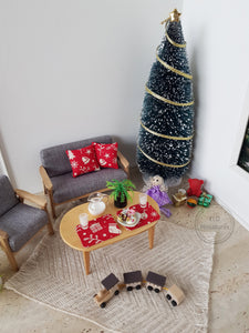 Pair of Red and Cream Christmas Cushions