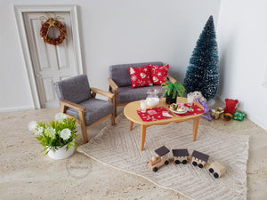 Pair of Red and Cream Christmas Cushions