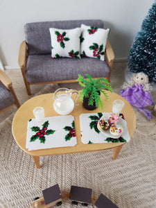 Pair of Holly Christmas Cushions