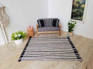 Cream Textured Stripe Rug