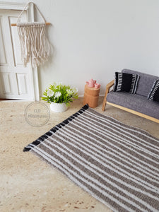 Cream Textured Stripe Rug