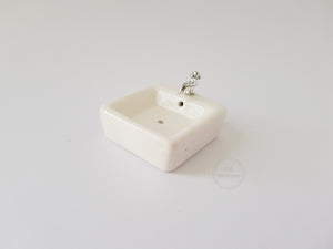 White Ceramic Square Basin