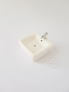 White Ceramic Square Basin