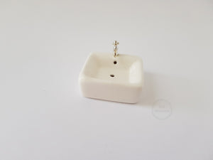 White Ceramic Square Basin