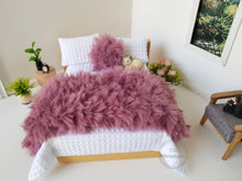 Load image into Gallery viewer, Fluffy Dusty Purple Bed Runner and Cushion