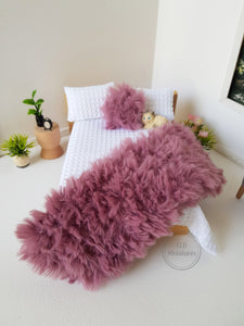 Fluffy Dusty Purple Bed Runner and Cushion