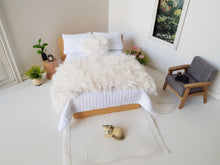 Load image into Gallery viewer, Fluffy Off-White Bed Runner and Cushion