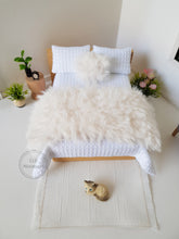 Load image into Gallery viewer, Fluffy Off-White Bed Runner and Cushion