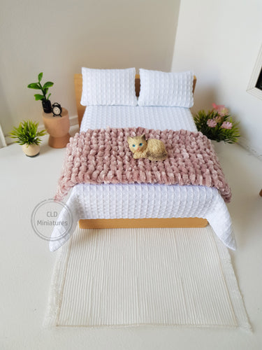 Blush Pink Chenille Bed Runner