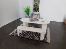 Load image into Gallery viewer, Ribbed Dining Table With 2 Bench Seats - 3 Colours.