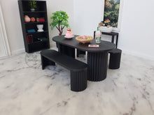 Load image into Gallery viewer, Ribbed Dining Table With 2 Bench Seats - 3 Colours.