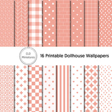 Load image into Gallery viewer, Printable Dollhouse Coral Wallpaper Pack - 16 Designs Included