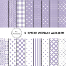 Load image into Gallery viewer, Printable Dollhouse Lilac Wallpaper Pack - 16 Designs Included