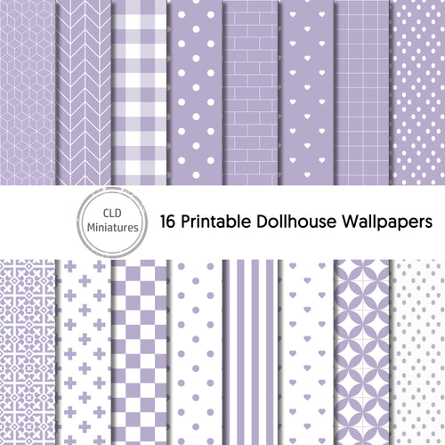 Printable Dollhouse Lilac Wallpaper Pack - 16 Designs Included