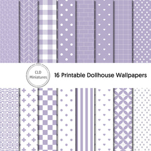 Printable Dollhouse Lilac Wallpaper Pack - 16 Designs Included