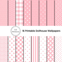 Load image into Gallery viewer, Printable Dollhouse Pink Wallpaper Pack - 16 Designs Included