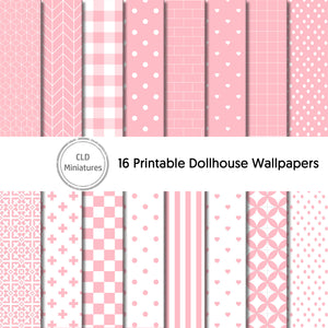 Printable Dollhouse Pink Wallpaper Pack - 16 Designs Included