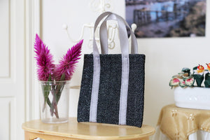 1:6 Scale Doll Black Denim Tote Bag