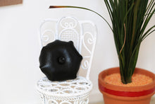 Load image into Gallery viewer, Round Black Faux Leather Cushion