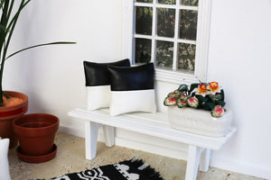 Black and White Faux Leather Cushions