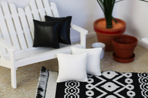 Black and White Faux Leather Cushions