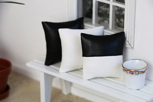 Black and White Faux Leather Cushions