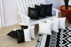 Black and White Faux Leather Cushions