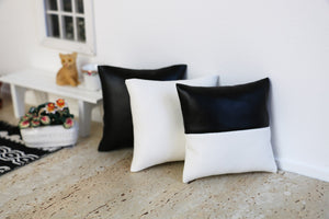 Black and White Faux Leather Cushions