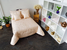 Load image into Gallery viewer, 7 Piece Champagne Coloured Crushed Satin Bedspread and Pillow Set