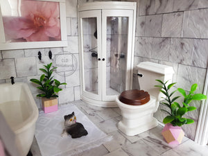 Faux Marble Lined Dollhouse Shower x1