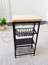 Load image into Gallery viewer, Black and Timber Kitchen Trolley Shelf Unit