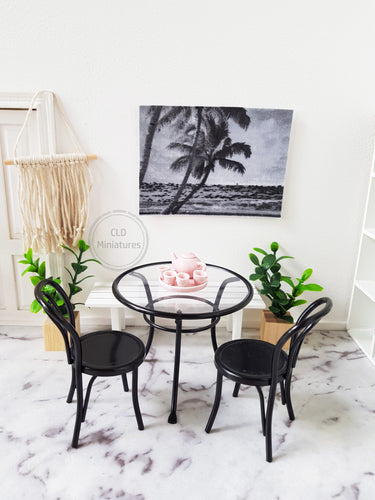 Black Metal Table and 2 Chair Bistro Set