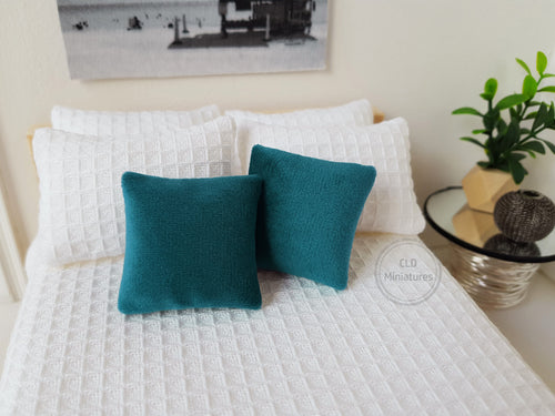 Pair of Teal Velvet Cushions