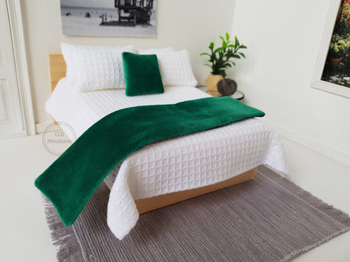 Green Velvet Bed Runner and Cushion Set