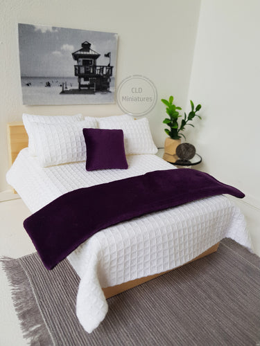 Purple Velvet Bed Runner and Cushion Set