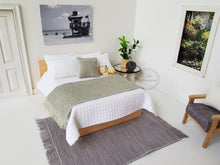 Load image into Gallery viewer, Pale Sage Green Chenille Bed Runner and Cushion Set