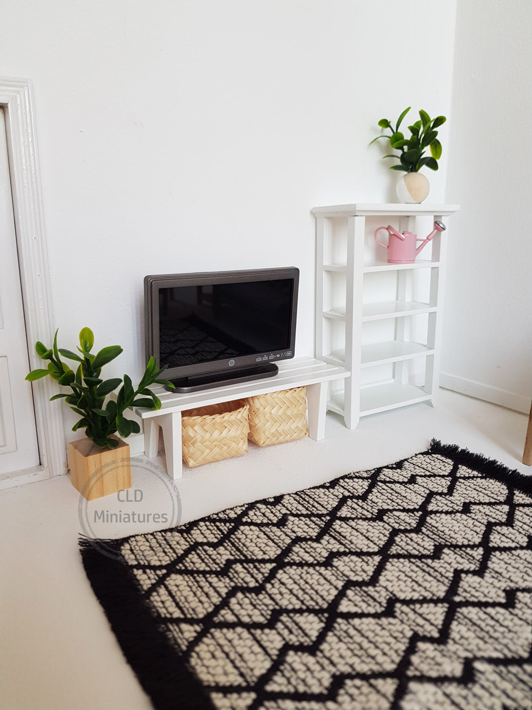 Black and Cream Textured Rug