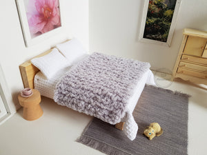 Grey Chenille Knitted Blanket or Runner