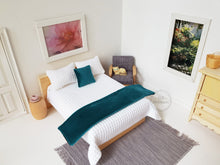 Load image into Gallery viewer, Teal Velvet Bed Runner and Cushion Set