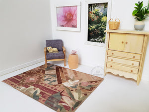 Maroon and Beige Patterned Rug